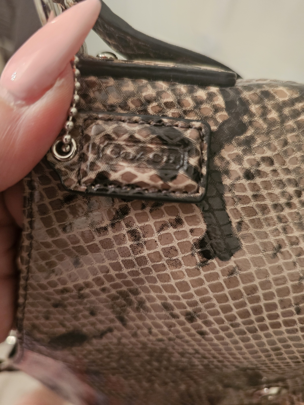 Coach Snake-Print Shoulder Bag in Brown and Black - Picture 4 of 10